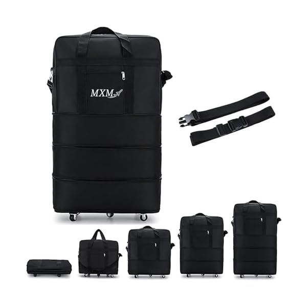 M-X-M-Travel-Moving-Trolley-Luggage-Foldable-Bag-with-Wheels-XX-Large-30kg120L-aE-Waterproof-Zipper-Extendable-Duffel-Organizer-Bag-Black-A M X M Travel Moving Trolley Luggage Foldable Bag with Wheels XX-Large 30kg/120L – Waterproof Zipper Extendable Duffel Organizer Bag (Black-A)