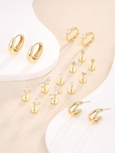 Flat Back Stud Earrings Surgical Stainless Steel Gold Flatback Cartilage Stud Earrings Hypoallergenic for Women4