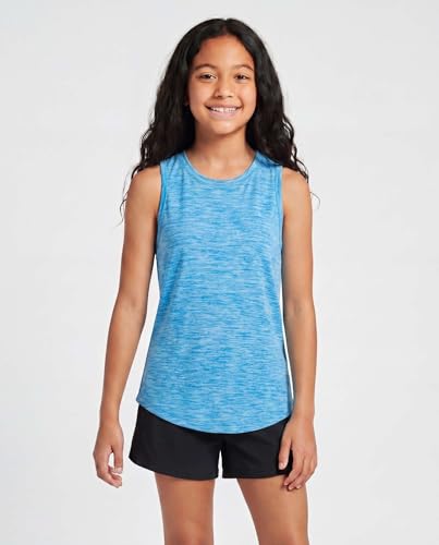 Image of Real Essentials 4 Pack: Girls' Dry-Fit Active Tank Top - Gym Running Workout Athletic Shirt for Kids Teens Youth