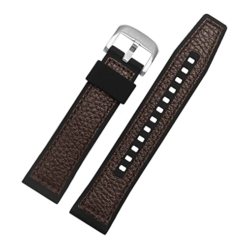 PLACKE Cuir de 22 mm + bande de surveillance en silicone ajustement for seiko ajustement for SKX Fit for Omega Fit for la plante Seamaster ajustement for l'océan Watch Strap Sport Bracelet Rose-Gold B