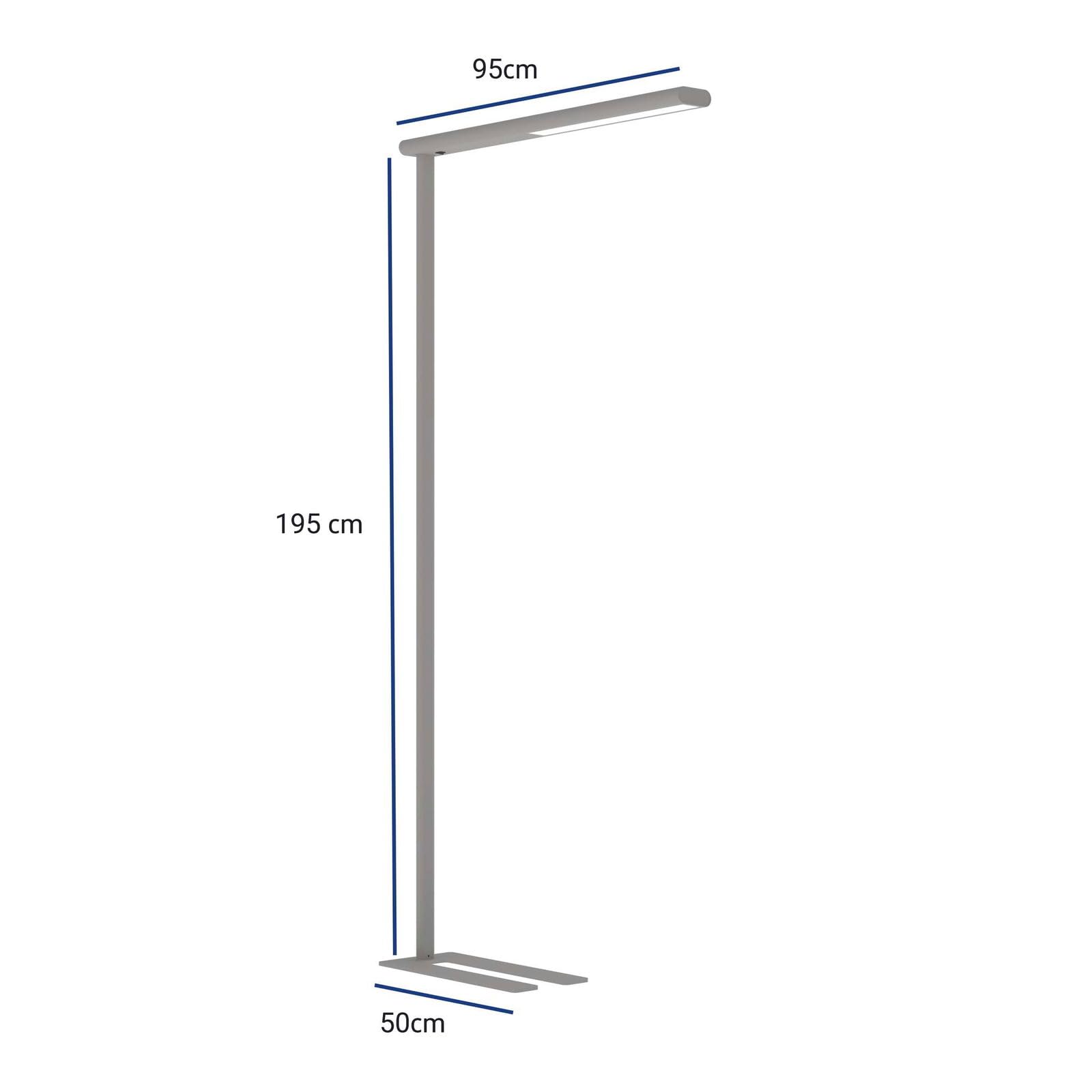 MAUL Lampa Stojąca Led MAULjet – Szeroka Lampa Robocza do Biura – Energooszczędna Lampa Stojąca O Temperaturze Barwowej 4000 K – Srebrna
