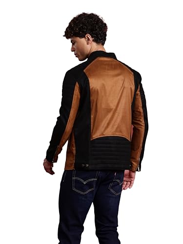 Image of Leather Retail Brown Suede Leather Regular Jacket For Men's