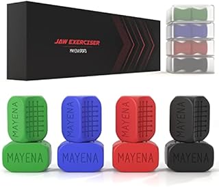 Jawline Exerciser for Men & Women by Mayena Sports – 4 Resistance Levels (8pcs) Silicone Jaw Exerciser Tablets – Powerful Jaw Trainer & Face Exerciser for All Level Users – Slims & Tones the Face