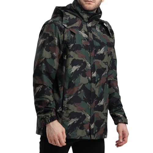 PYALT Herren Regenjacke Wasserdicht Atmungsaktiv Outdoorjacke Windbreaker mit Kapuze Leichte Freizeitjacke Fahrrad Regenjacke für Wandern Reisen Grün L