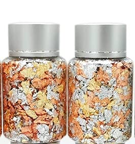 M.H VARAKHWALA Imitation Gold Silver Copper Mix Leaf Flakes for Resin, Nail Arts, Painting, Gilding and Crafts (3 Gram)