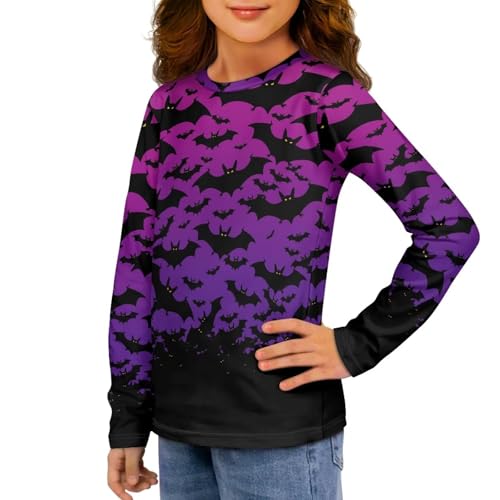 Girls Crew Neck T-Shirt Long Sleeve Casual Loose Tee Breathable Cartoon Comfy Plus Size Top 3-16Years4