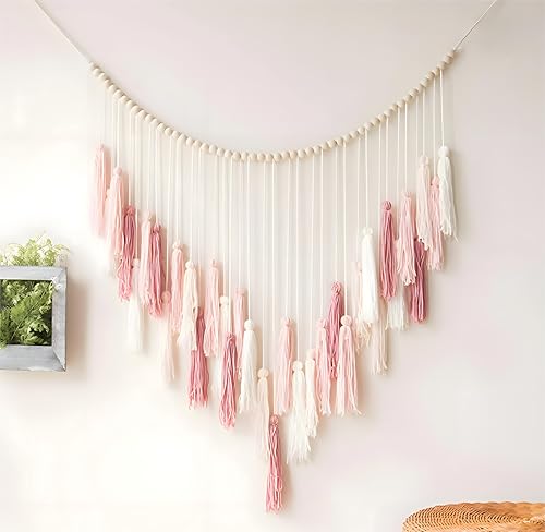La Mejor Recopilación de Decoración de pared comprados en linea. 41 COREFUN decoracion pared, macrame decoracion pared, 100cm*80cm, decoracion otoño, adornos para sala, Bohemia Tejida a Mano, con Borlas Largas, cuentas de madera, colgantes...
