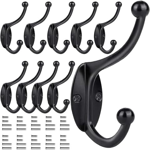 GlazieVault Heavy Duty Black Coat Hooks Cover