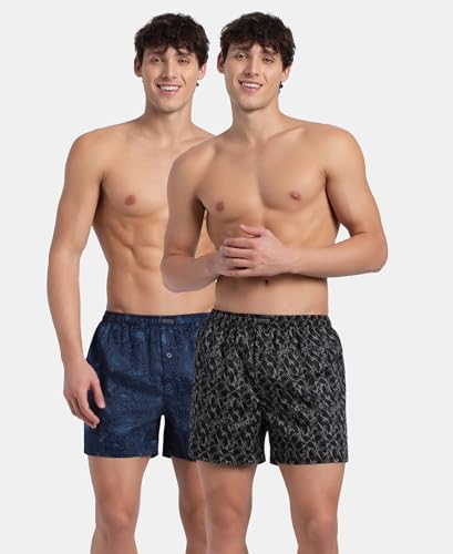 Image of Jockey 8222 Men Super Combed Mercerized Cotton Woven Checkered Inner Boxers with Ultrasoft and Durable Inner Waistband (Pack of 2, Colors & Prints May Vary)
