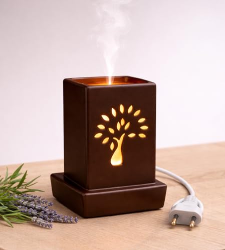 Image of Mkd2 Rise Ceramic Electric Aroma Burner Oil Diffuser Lamp I Oil Burner for Home Fragrance, Square (7 inch, Black)