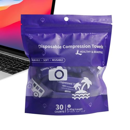 Toallas De Algodón Comprimidas - 30 Hojas, Mini Toalla Facial Ddesechable Envuelta En | Pañuelos Desechables Para Viajes, Senderismo, Deportes, Salones De Belleza, Oficinas, Hogar