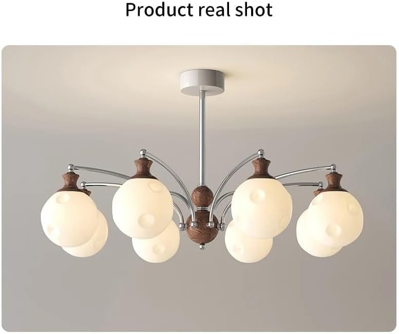 Nordic Creative Glass Ball Chandelier Living Dining Table Bedroom Study Restaurant LED Home Lighting Fixture Metal Pendant Light,Modern Pendant Light(8 Heads)