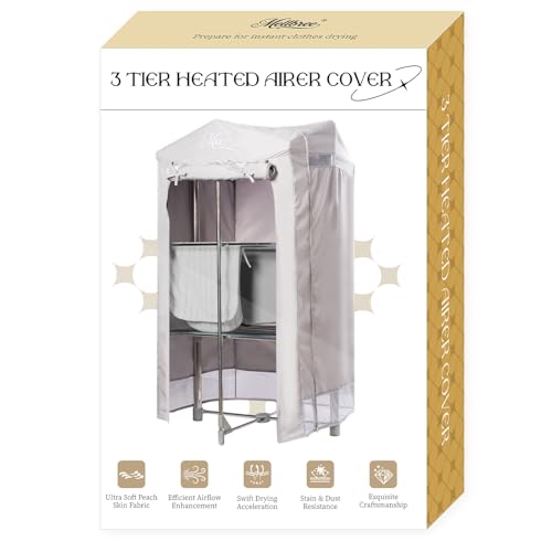 Mellbree Housse pour étendoir chauffant à 3 niveaux, séchage 30% plus rapide avec une durabilité accrue, prévention des odeurs et protection contre la...