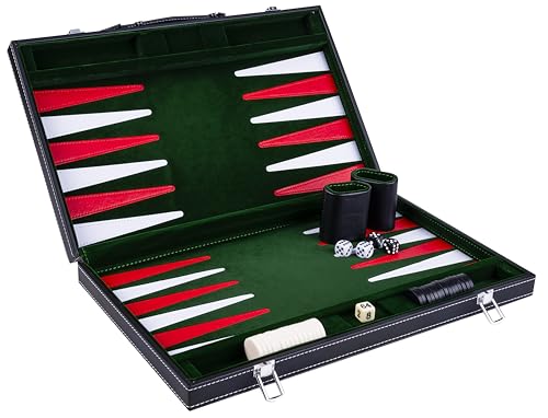 Jeu de Backgammon 18 Pouces matelassé vert rouge blanc