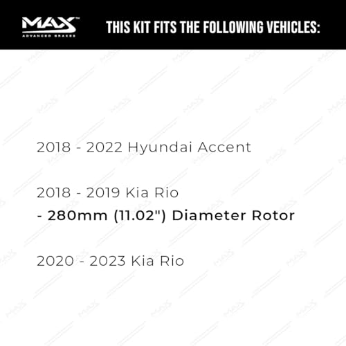 Image of Max Advanced Brakes Front & Rear Brake Kit Compatible With 2018 2019 2020-2022 Hyundai Accent Compatible With Kia Rio Replacement Premium OE Disc Brake Rotors and Ceramic Brake Pads