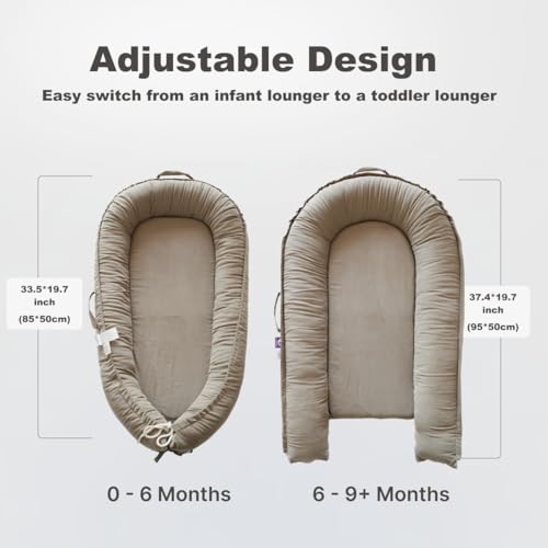 Image of Infant Lounger, Baby Nest Cover for Baby Girls & Boys, Newborn Essentials for Baby 0-12 Months, 100% Cotton Breathable (Fields of Rye Corduroy)
