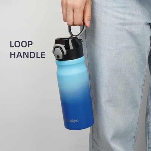 Image of Konokyo 18 oz Insulated Stainless Steel Sports Water Bottle with Straw Lid