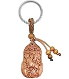 Betterdecor Chinese Zodiac Wooden Keychain – Feng Shui 12 Zodiac Signs Key Ring Lucky Charm Gift (Ox)