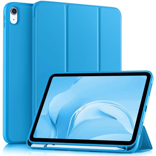Image of Akkerds Compatible with iPad (A16) 11th Generation Case 11 Inch 2025, for iPad 10th Generation Case 10.9 Inch 2022 with Pencil Holder, Slim Trifold Stand Protective Cover with Soft TPU Back,Light Blue