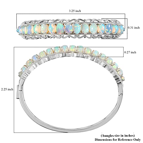 Shop Lc Ct 6.27 Opal 925 Sterling Silver Platinum Plated Bangle Cuff Bracelet For Women Jewelry Gifts Size 7.25" Engagement Anniversary Wedding Promise Boho Western Birthday Gifts #TOP5