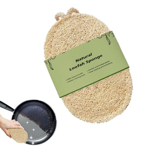 Esponjas de lavavajillas de loofá, 6 esponjas Naturales, Esponja de mugo de Muesca Natural compostable, 7 x 11 cm, fregado sin ceñido, Compacto y liviano, para Lavar lavavajillas