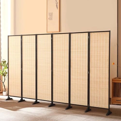 Paravent japonais Shoji – Paravent de séparation à 6 panneaux autonomes et pliables pour la maison, le bureau, cloison décorative 180 x 300 cm