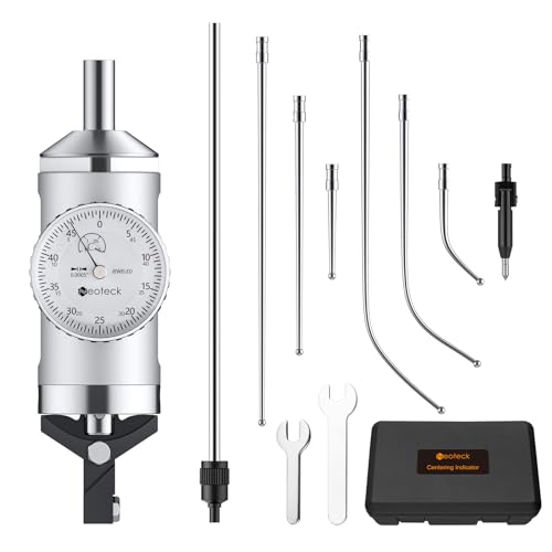 Neoteck Coaxial Centering Indicator 0-0.15''/0.0005'' Dial Indicator Set with Storage Case Accurate Co-Ax Indicator for Milling Machine Center Test Dial-Silver