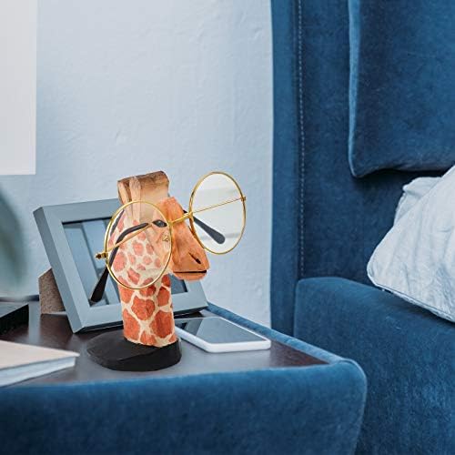 Wooden Eyeglass Holder Animal Sunglasses Holder Novelty Spectacle Holder Glasses Stand Giraffe Flamingo Gifts Funny Hand Carved Desk Accessories for Women Men Kids Home Office Decor (Giraffe Style)