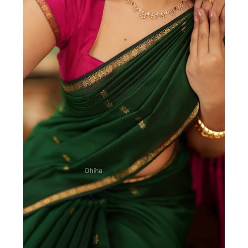 Image of Original Maheswari Cotton Silk Saree for Women | Kanjivaram Pure Silk Cotton Sari with Blouse | Zari Work | Tassels | Handloom Weave