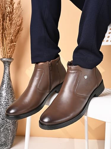 Image of Carlton London Men's Ankle Height Slip On Round Toe Comfortable Boot