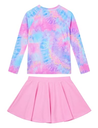 Image of Snowheart Girls Rash Guard Swimsuit Set Long Sleeve Bathing Suit Two Piece 3-12 Years