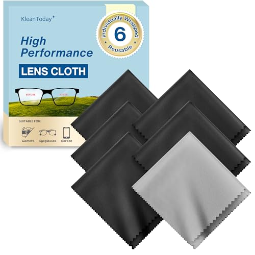 Japanese-Style Premium Microfiber Glasses Cleaning Cloth Streak & Scratch-Free Lens Cleaning Cloth Safe for Eyeglasses Sunglasses Glasses Cleaner Lens Wipes iPhone & Screens (6 Pack)