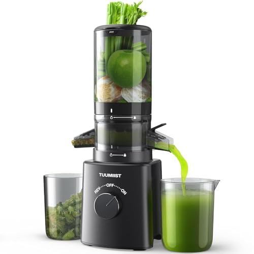 TUUMIIST Entsafter Slow Juicer mit 120 MM Breitem Einfüllschacht, Entsafter Gemüse und Obst Testsieger-Kompakter Saftpresse, Leicht zu Reinigen, BPA-frei, Praktisches Geschenk für den Persönlich
