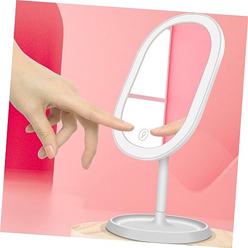 Miroir avec lumière cosmétique bureau dessus de table vanité blanc - 6