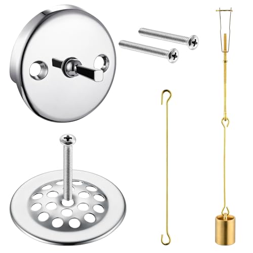 Mornwaen Tub Drain Linkage with Trip Lever Faceplate and Strainer Cove Brass Bathtub Drain Kit Fit for Trip Lever Tub Waste and Overflow Drain