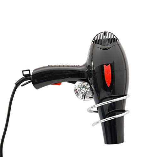Taide - Soporte para secador de pelo de pared con tornillos de fijación, soporte para secador de pelo para baño, barbershop, hotel, 1 unidad, color plateado
