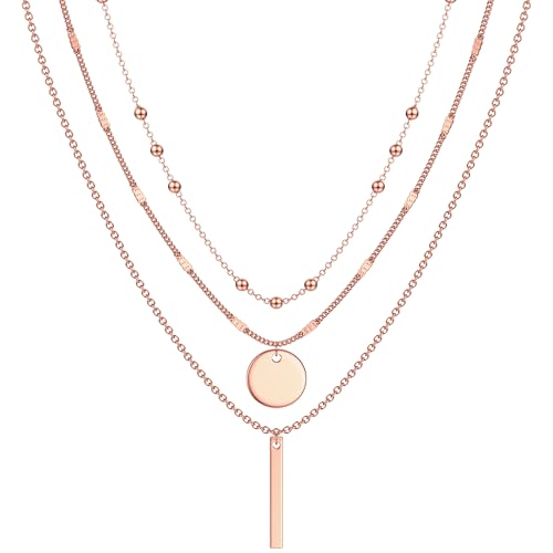 Collier en Or plaqué 14k pour femmes parures superposées avec délicat pendentif cœur