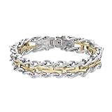 Metro Jewelry Pulsera gruesa de cruz especial para hombre en acero inoxidable con chapado en oro negro o amarillo – 8.5 pulgadas de largo con cierre plegable, Metal, Sin gemas.