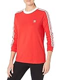 adidas Originals Women's 3 Stripes Long Sleeve T-Shirt, Lush Red/White, XS
