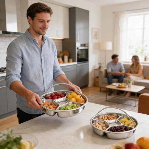 Plateau de service inox à compartiments pour vos soirées et fêtes - 3
