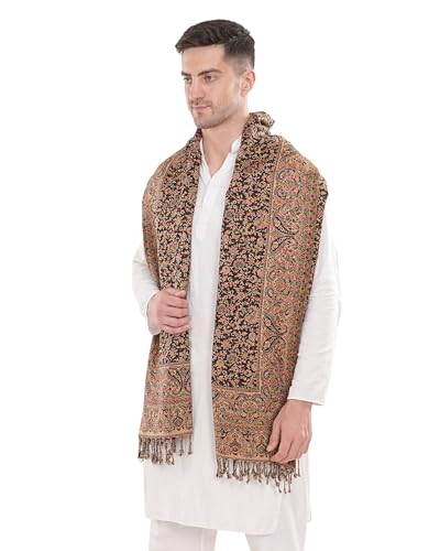 MANRA Men’s Kashmiri Wool Shawl – Multicolor Jamawar Floral Desig...