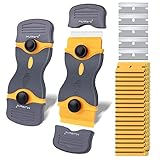 MulWark Razor Blade Scraper, 2Pcs Razor Scraper Tool with Extra 80Pcs Plastic& 5Pcs Metal Blades, Blade Cleaning Scraper for Removing Sticker, Paint, Decals, Adhesive, Tar, Labels, Glue, Caulk, Gasket