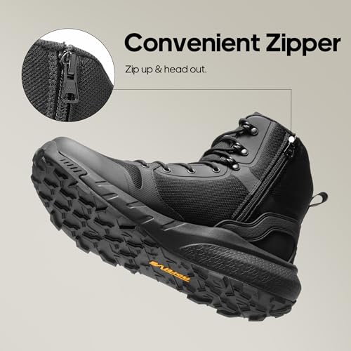 Image of NORTIV 8 Men's Military Tactical Boot Lightweight Comfortable Boots for Work All Day Side Zipper Motorcycle Combat Hiking Boots Metrostrike(8-9 Inches)