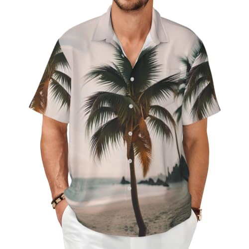 Chemise d'été à manches courtes style vacances et col boutonné homme