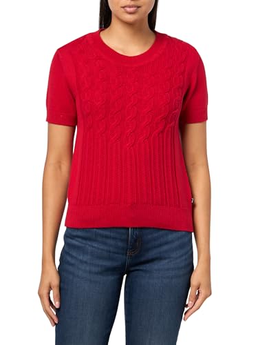 Image of Nautica Women's Short Sleeve Crew Neck Cable Solid Sweater
