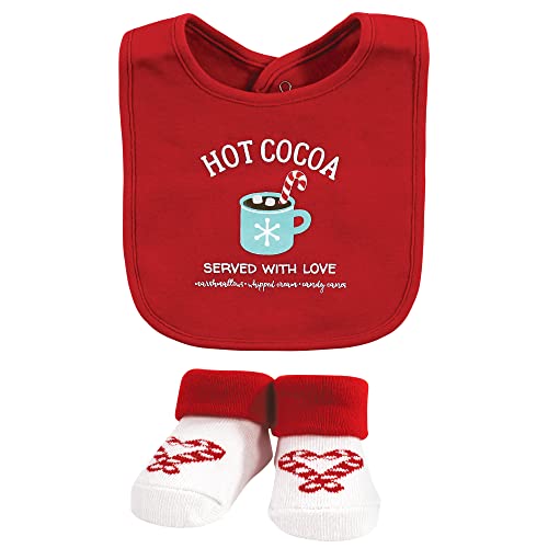 Image of Hudson Baby Unisex Baby Cotton Bib and Sock Set, Hot Cocoa, One Size