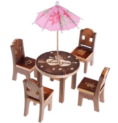 crazycrafts wooden miniature 4 chair and 1 table and an umbrella set for dollhouse play set for girls kids/toy (only for kids)-Multi color (B08GLJ7D2L) Amazon Price History, Amazon Price Tracker