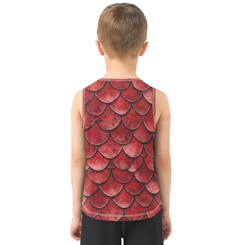ALAZA Red Dragon Scale Animal Boy's Tank Tops Summer Sleeveless Quick Dry Sport Workout Athletic Casual T Shirts 3-15Y3