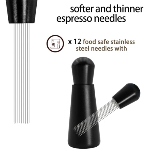 Image of WDT Tool Coffee Needle Stirrer,ABS Shell & Stainless Steel Needles | Stainless Steel Needle Stirrer with ABS Handle and Standing Base,Espresso Distribution Tool for Portafilter, Black