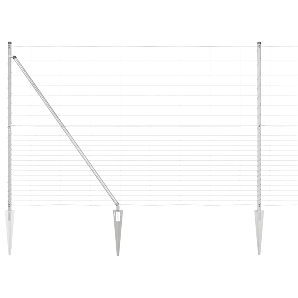 Heavy Duty Galvanised Fence Post 25 x 1.6 m Steel Garden Boundary Post Kit Weather Resistant Outdoor Border Fencing for Terraces and Landscaping 26 Spike Posts Included